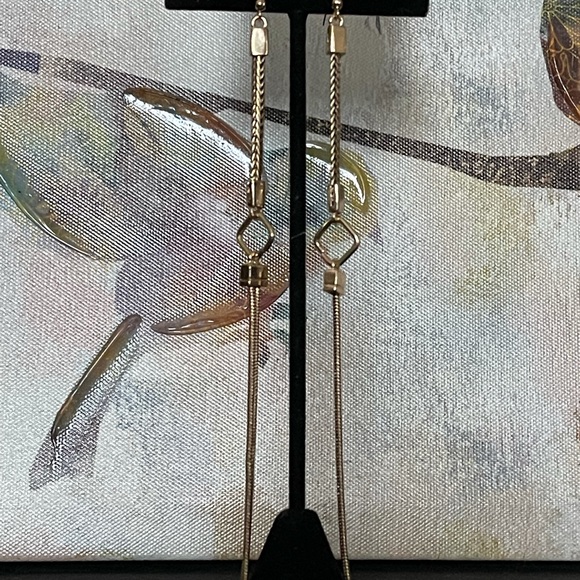 Free People NEW Keystone Gold Tone Shoulder Duster Long Dangle Pierced Earrings - Picture 8 of 8